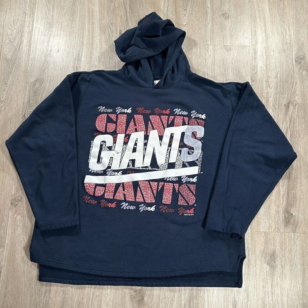 Vintage 1993 New York Giant Sweatshirt Men XL NFL Football Blue Hood Made In USA